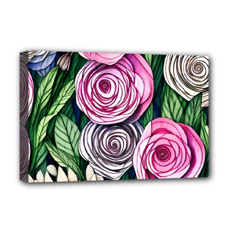 Breathtaking Bright Brilliant Watercolor Flowers Deluxe Canvas 18  X 12  (stretched) by GardenOfOphir