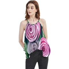 Breathtaking Bright Brilliant Watercolor Flowers Flowy Camisole Tank Top by GardenOfOphir