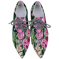 Breathtaking Bright Brilliant Watercolor Flowers Pointed Oxford Shoes by GardenOfOphir