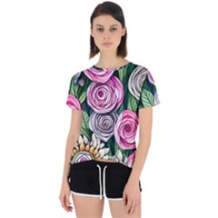 Breathtaking Bright Brilliant Watercolor Flowers Open Back Sport Tee by GardenOfOphir