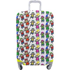 Stickman Kids Doodle Paper Children Group Luggage Cover (large)