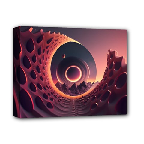 Ai Generated Swirl Space Design Fractal Light 3d Art Deluxe Canvas 14  X 11  (stretched)