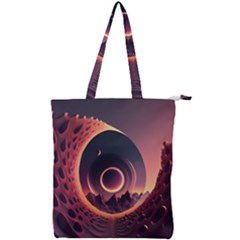 Ai Generated Swirl Space Design Fractal Light 3d Art Double Zip Up Tote Bag
