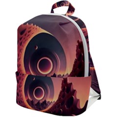 Ai Generated Swirl Space Design Fractal Light 3d Art Zip Up Backpack by Ravend