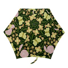 Flowers Rose Blossom Pattern Creative Motif Mini Folding Umbrellas