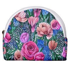 Bright And Brilliant Watercolor Flowers Horseshoe Style Canvas Pouch by GardenOfOphir