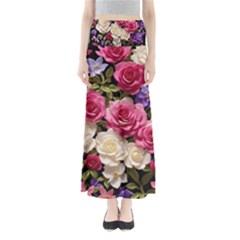 Ai Generated Roses Flowers Petals Bouquet Wedding Full Length Maxi Skirt