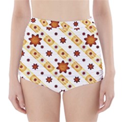 Background Floral Pattern Graphic High-waisted Bikini Bottoms by Ravend