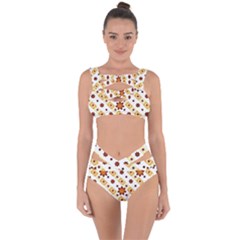 Background Floral Pattern Graphic Bandaged Up Bikini Set 