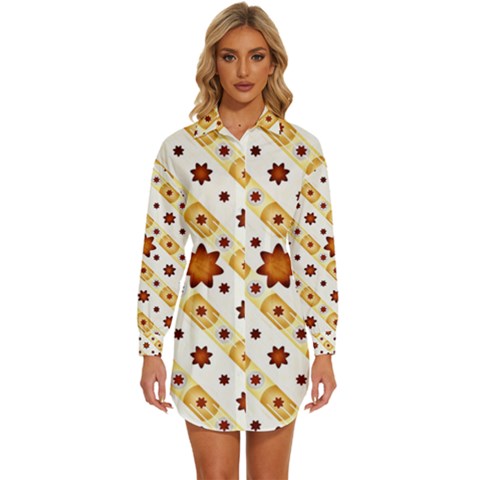 Background Floral Pattern Graphic Womens Long Sleeve Shirt Dress by Ravend