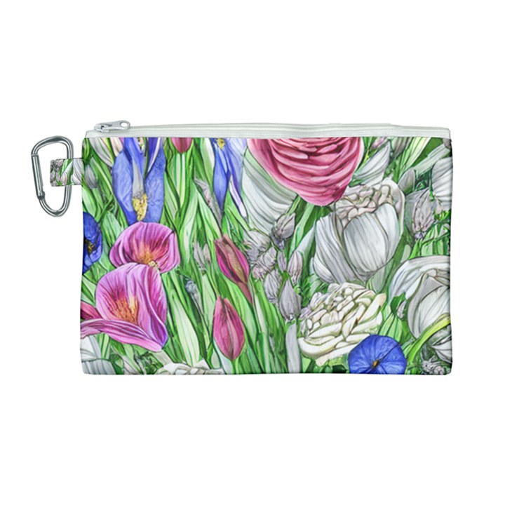 Celestial And Charming Florals Canvas Cosmetic Bag (Large)