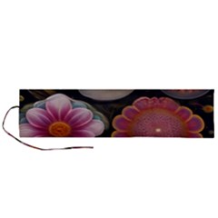 Ai Generated Floral Pattern Flowers Floral Roll Up Canvas Pencil Holder (l)