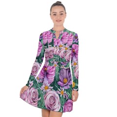 Budding And Captivating Flowers Long Sleeve Panel Dress by GardenOfOphir