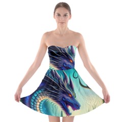 Ai Generated Dragon Fractal Art Texture Strapless Bra Top Dress