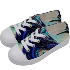 Ai Generated Dragon Fractal Art Texture Kids  Low Top Canvas Sneakers