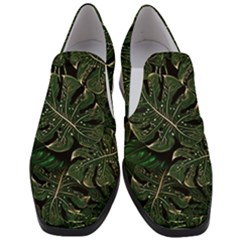 Monstera Plant Tropical Jungle Leaves Pattern Women Slip On Heel Loafers