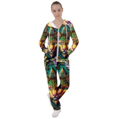 Ai Generated Paisley Pattern Feline Floral Women s Tracksuit