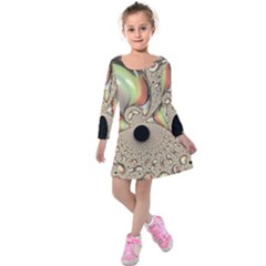 Fractal Background Pattern Texture Abstract Design Abstract Kids  Long Sleeve Velvet Dress