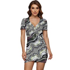 Fractal Background Pattern Texture Abstract Design Art Low Cut Cap Sleeve Mini Dress by Ravend