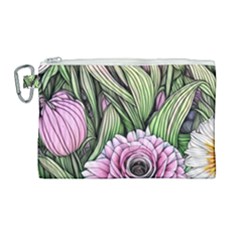 Sumptuous Watercolor Flowers Canvas Cosmetic Bag (large) by GardenOfOphir