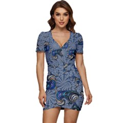 Fractal Background Pattern Texture Abstract Design Pattern Low Cut Cap Sleeve Mini Dress by Ravend