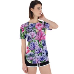 Majestic Watercolor Flowers Perpetual Short Sleeve T-shirt by GardenOfOphir