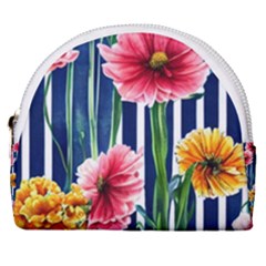 Charming And Cheerful Watercolor Flowers Horseshoe Style Canvas Pouch by GardenOfOphir