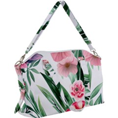Chic Watercolor Flowers Canvas Crossbody Bag by GardenOfOphir