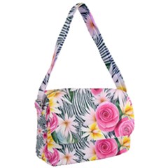 Classy And Chic Watercolor Flowers Courier Bag by GardenOfOphir