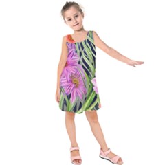 Cheerful Watercolors – Flowers Botanical Kids  Sleeveless Dress by GardenOfOphir