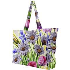 Expressive Watercolor Flowers Botanical Foliage Simple Shoulder Bag by GardenOfOphir