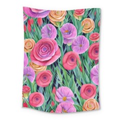 Boho Retropical Flowers Medium Tapestry by GardenOfOphir