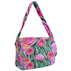 Boho Retropical Flowers Courier Bag by GardenOfOphir