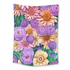 Exotic Tropical Botanical Flowers Pattern Medium Tapestry by GardenOfOphir