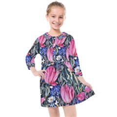 Tropical Paradise Kids  Quarter Sleeve Shirt Dress by GardenOfOphir