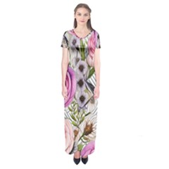 Summertime Blooms Short Sleeve Maxi Dress by GardenOfOphir
