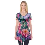 Retro Floral Short Sleeve Tunic 