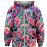 Retro Floral Kids  Zipper Hoodie Without Drawstring