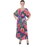 Retro Floral V-Neck Boho Style Maxi Dress