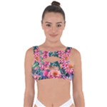 Retro Floral Bandaged Up Bikini Top