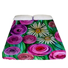 Tropical Flowers Pattern Fitted Sheet (queen Size) by GardenOfOphir