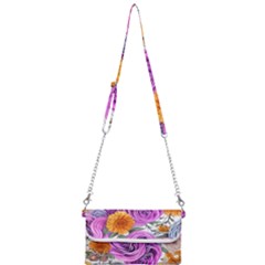 Country-chic Watercolor Flowers Mini Crossbody Handbag by GardenOfOphir