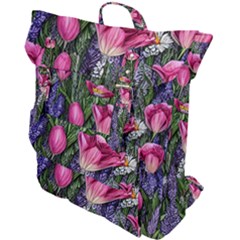 Cheerful Watercolor Flowers Buckle Up Backpack by GardenOfOphir
