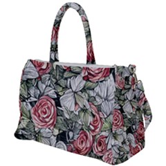 Retro Topical Botanical Flowers Duffel Travel Bag by GardenOfOphir