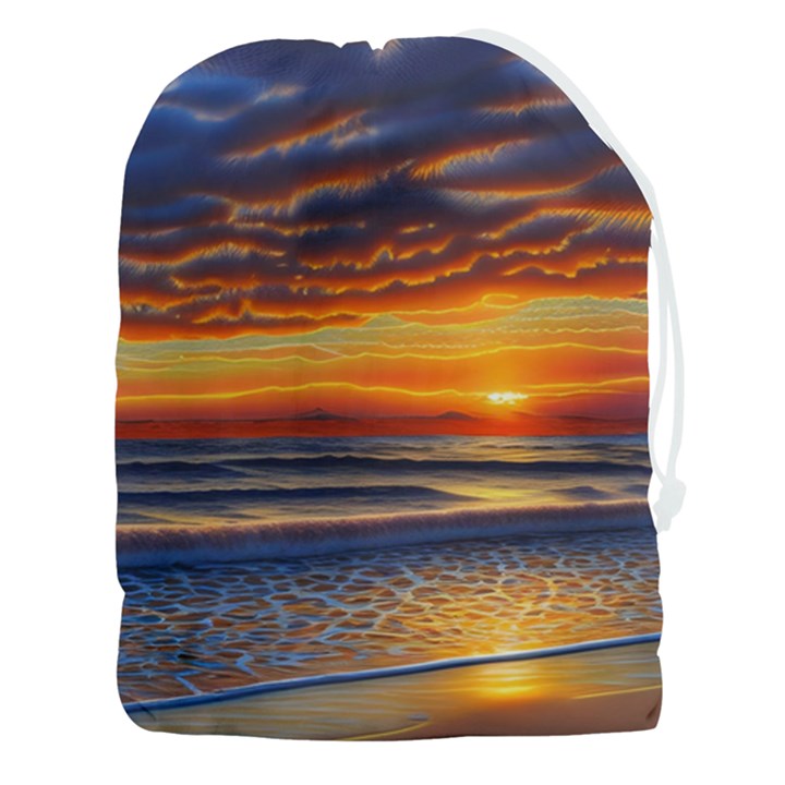 Nature s Sunset Over Beach Drawstring Pouch (3XL)