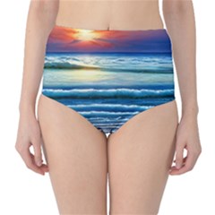Sunset Beach Waves Classic High-waist Bikini Bottoms by GardenOfOphir