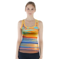 Golden Sunsets Over The Ocean Racer Back Sports Top by GardenOfOphir