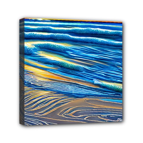 Waves Crashing On The Shore Mini Canvas 6  X 6  (stretched) by GardenOfOphir