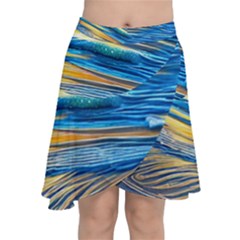Waves Crashing On The Shore Chiffon Wrap Front Skirt by GardenOfOphir
