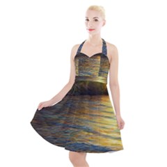 Sunset At The Surf Halter Party Swing Dress  by GardenOfOphir